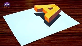 How To Drawing 3D Floating Letter "A" / 3D Trick Art on paper