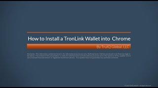 Download and Set Up a TronLink Wallet to Chrome (X720 wPlayer)