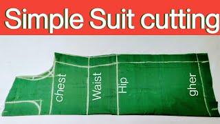 Ladies Simple Kurti cutting / Simple Kurti (Suit ) cutting step by step easy method