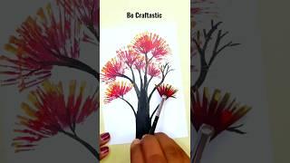 Acrylic tree painting techniques for beginners/ Easy fan brush painting techniques #shorts#art #tree