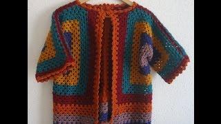 Easy crochet granny jacket. subtitles in your language.