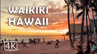 [4K] Waikiki Beach in Honolulu Hawaii - Evening Walking Tour