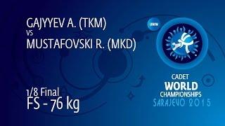 1/8 FS - 76 kg: A. GAJYYEV (TKM) df. R. MUSTAFOVSKI (MKD), 8-8