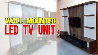 WOODAKH Wall Mounted LED TV Unit Design 6 x 8 foot | Modern Design TV Unit