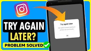 How To Fix Instagram Try Again Later Problem | Try again later on instagram Problem Solved