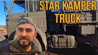 KamperTruck STAR 266 ze sportowym fotelem. Sprawdzamy wode w zalewie.Znalazłem starą monetę w piachu