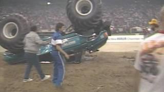 Jim Kramer in BIGFOOT rollover at the Hooiser Dome in Indianapolis, IN from 1987