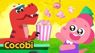 The T-rex is Selling Rainbow Popcorn Kids Songs & Nursery Rhymes | Cocobi