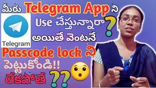 How to set Passcode lock system in telegram?|telegram App|in telugu|by kavya