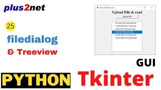 Displaying data in Treeview by using  Tkinter filedialog to show file browser to upload & read file