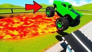 Can Lego Cars Jump over a Giant LAVA PIT?! Brick Rigs Lego Cars Crashes!