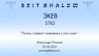 ЭКЕВ 5782. "Почему страдают праведники в этом мире." (Александр Огиенко 20.08.5782)