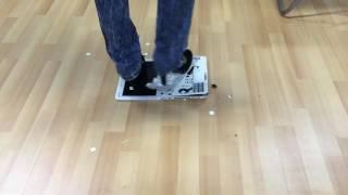 Girl trample and crush netbook laptop with high heels part 5