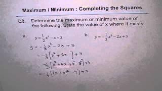 Completing the Square with Fractions Q8 Standard to Vertex Form