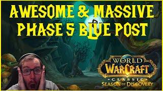 Season of Discovery: AWESOME & MASSIVE PHASE 5 BLUE POST