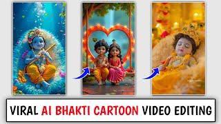 Instagram Trending Bhakti Cartoon Video Kaise Banaen | Krishna Bhakti Cartoon Video Kaise Banaye