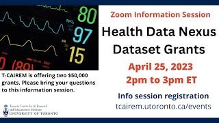 INFO SESSION: 2023 T-CAIREM Health Data Nexus Dataset Grants