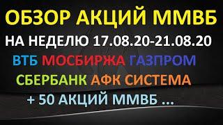 Обзор акций на неделю 17.08.20 - 21.08.20 ВТБ Мосбиржа Газпром Сбербанк АФК Система Сургутнефтегаз..