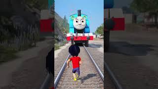 GTAV: SHIVA CARTOON STOPS THOMAS THE TRAIN #shorts