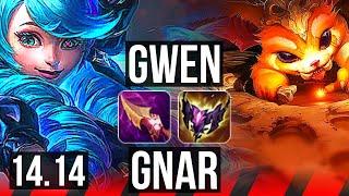 GWEN vs GNAR (TOP) | 6 solo kills, 700+ games, Godlike, 8/2/2 | EUW Challenger | 14.14