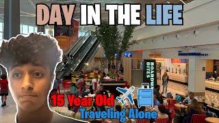 A Day in the Life of a 15 Year Old Traveling Alone.. (Delays + Gate Changes + ETC.)