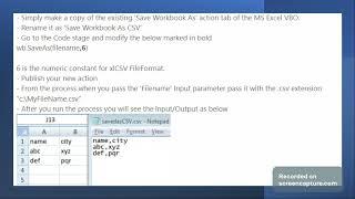 RPA-BluePrism-How to Convert Excel to CSV