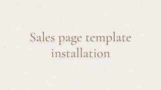 Sales page template installation