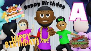 Happy Birthday Song (ABC Birthday Dance) | Nursery Rhymes + Kids Songs @whatsthatrhyme