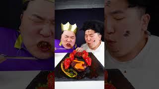 ASMR MUKBANG | Spicy Jamaica Fried Chicken , black bean noodles! eating HUBA #shorts