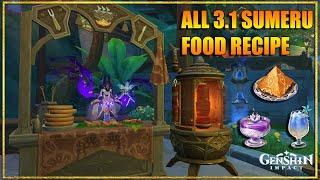 All 9 New Food Recipes in patch 3.1 Sumeru | Genshin Impact