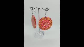 Dot painting mandala. Acrylic Painting. Wooden earrings 5 cm. Painted with acrylics