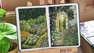 PART - 1 | Painting cozy cottage garden with Himi Jelly Gouache | PAINT WITH ME