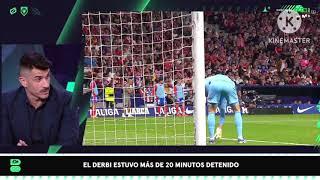 Courtois provocando a la afición del Atlético de Madrid