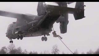 CV-22 Rope Insertion Extraction in Poor Weather *U.S. & Estonian Special Forces