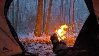 Winter Snow Storm Camping in the Appalachian Mountains with a Cheap Tent