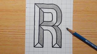 Simple 3d Drawing Letter R /How To Draw Capital Alphabet Easy For Beginners #shorts