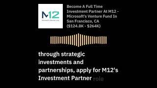 Investment Partner - M12, Microsoft's Venture Fund