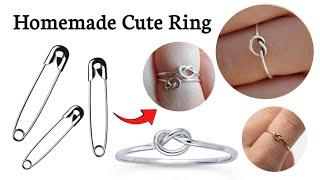 How to make Ring with Safety Pin how to make finger rings at home | homemade Knot ring making idea