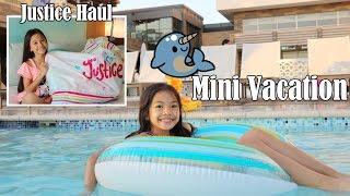 JUSTICE Mini VACAY HAUL +HOTEL ROOM TOUR + VLOG