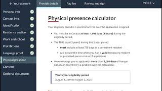 How to fill out Physical Presence of Canadian citizenship application