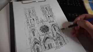 Fun Art - Cathedral of Reims - Ink Paint