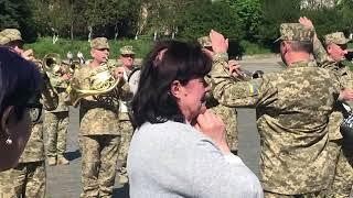 A procession during the funeral of Ukrainian soldier at the Lychakiv Cemetery in Lviv