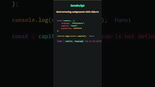 Destructuring Assignment with Objects in JavaScript #javascriptexamples  #javascripttips