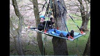 Tree Camping Portaledge Set Up in Tree