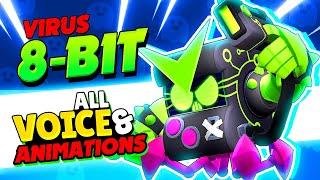 NEW! VIRUS 8-BIT All 24 Voice Lines & Animations with captions | Brawl Stars Virus 8-Bit