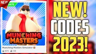 FUTURE CODES!! | *NEW* ROBLOX MUNCHING MASTERS SIMULATOR CODES 2023!