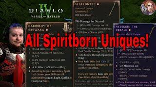 Diablo IV Unique Items - Spiritborn Items! (Rings, Armor, Helms, Staves, & Glaives!)[v2.0.2]