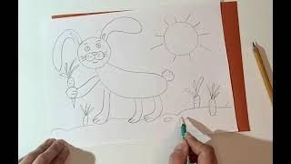 Рисование для малышей • Животные (часть 1) • кот, зайка, лев.