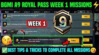 A9 WEEK 1 MISSION | BGMI WEEK 1 MISSIONS EXPLAINED | A9 ROYAL PASS WEEK 1 MISSION | C7S19 WEEK 1