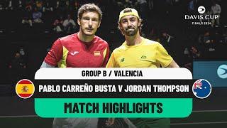 Pablo Carreño Busta v Jordan Thompson Highlights|Spain v Australia Davis Cup 2024 Finals Group Stage